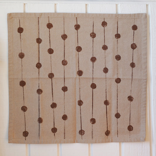 Lines and Dots Block Printed Tan Napkin Set Handmade in San Diego by Jax Atelier