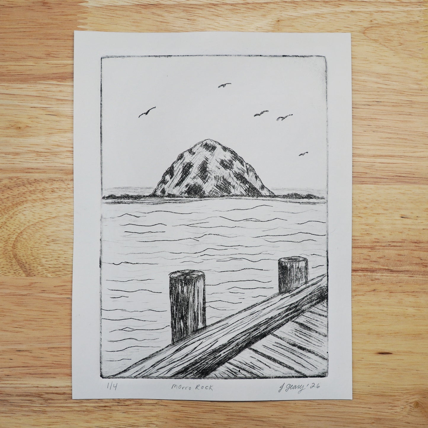 "Morro Rock" Drypoint Print