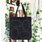 Abstract Ovals Monochromatic Block Printed Black Canvas Tote Bag JAX Atelier San Diego Made