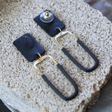 Brass Black Rectangle Polymer Clay Statement Earrings JAX Atelier Made in San Diego