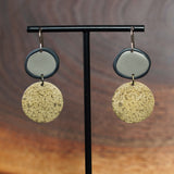 Artful and Unique Black and Taupe Clay and Brass Patina Statement Earrings by Jax Atelier in San Diego, CA