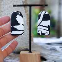 Unique Black White Abstract Arch Statement Earrings Jax Atelier Made in San Diego