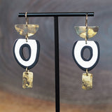 Artful Black-and-white Clay and Brass Patina Statement Earrings by Jax Atelier Handcrafted in San Diego