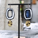Unique B&W Abstract Hoops Brass Patina Statement Earrings Jax Atelier San Diego Made