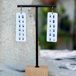 JAX Atelier Unique White Black Textured Hand Carved Rectangular Statement Earrings Made in San Diego