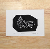 Bananas Linocut Limited Edition Block Print by Jacki Geary with JAX Atelier