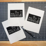 Pottery Collection Linocut Block Prints Limited Edition of 50 by Jacki Geary with JAX Atelier. Made in San Diego.