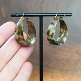 Unique brass patina hoop earrings handmade by Jax Atelier in San Diego