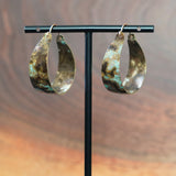 Artful brass patina hoop earrings made by Jax Atelier in San Diego
