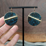 Artful Dark Black and Blue Patina Circle Statement Earrings by Jax Atelier Made in San Diego