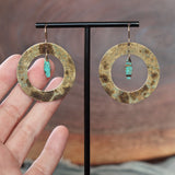 One of a kind Unique Brass Patina Hoop Earrings by Jax Atelier Handmade in San Diego