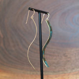 Side View of Wavy Patina Statement Earrings by JAX Atelier Handmade in San Diego