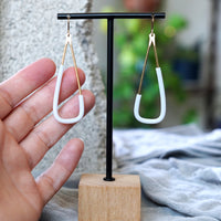Unique OOAK Brass White Triangular Earrings JAX Atelier Made in San Diego California