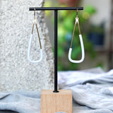 Unique Brass White Triangular Earrings JAX Atelier Made in San Diego California