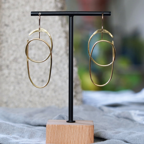 Unique Brass Abstract Coil Flow Statement Earrings JAX Atelier Made in San Diego