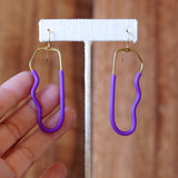Unique Brass Wire and Purple Tubing Abstract Statement Earrings by Jax Atelier San Diego made