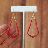 Unique Brass Wire and Red Tubing Abstract Statement Earrings by Jax Atelier Made in San Diego