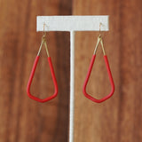 Artful Brass Wire and Red Tubing Abstract Statement Earrings by Jax Atelier Handmade in San Diego