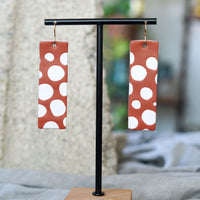 Burnt Orange White Polkadot Polymer Clay Statement Earrings JAX Atelier San Diego Made