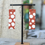 Burnt Orange White Polkadot Polymer Clay Statement Earrings JAX Atelier San Diego Made
