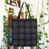 Textured Circles Block Printed Black Canvas Tote Bag Jax Atelier Made in San Diego