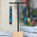 Long Copper Blue Patina Bar Statement Earrings JAX Atelier Made in San Diego
