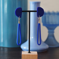Artful Royal Blue Narrow Drop Loop Statement Earrings JAX Atelier San Diego Made