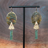 Unique Geometric Abstract Riveted Statement Earrings by Jax Atelier Handmade in San Diego