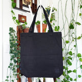 Block Printed Black Canvas Tote Bag Ginkgo Leaves JAX Atelier Made in San Diego