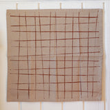 Graph Lines Block Printed Tan Napkin Set Made in San Diego by Jax Atelier