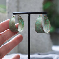 OOAK Anticlastic Brass Blue Green Patina Wide Hoop Statement Earrings JAX Atelier Made in San Diego
