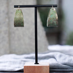Anticlastic Brass Blue Green Patina Wide Hoop Statement Earrings JAX Atelier San Diego Made