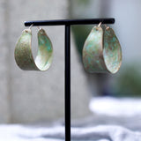 Anticlastic Brass Blue Green Patina Wide Hoop Statement Earrings JAX Atelier Made in San Diego