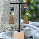 Unique Hammered Brass Black Tan Polymer Clay Statement Earrings Jax Atelier Made in San Diego California