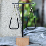 Hammered Brass Black Triangle Statement Earrings JAX Atelier Made in San Diego