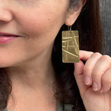 Textured Foldforming Brass Rectangular Geometric Statement Earrings JAX Atelier