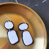 Black White Speckled Polymer Clay Statement Earrings by JAX Atelier