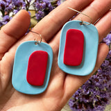 Sky Blue Red 3D Polymer Clay Statement Earrings JAX Atelier