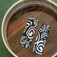 Unique Black and White Swirled Rectangular Statement Earrings JAX Atelier Made in San Diego