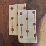Lines and Dots Block Printed Tan Napkin Set Handprinted By Jax Atelier in San Diego