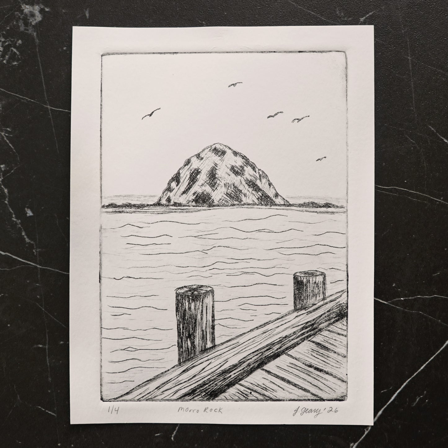 "Morro Rock" Drypoint Print