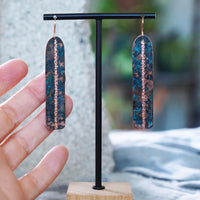 Narrow Arch Copper Blue Patina Statement Earrings JAX Atelier San Diego Made