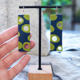 Navy Blue Lime Abstract Statement Earrings JAX Atelier San Diego Made