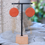 Unique Orange Gold Chain Dangle Statement Earrings JAX Atelier Made in San Diego California