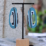 Periwinkle Blue Black White Abstract Hoop Statement Earrings JAX Atelier San Diego Made