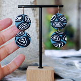 Unique JAX Atelier Periwinkle Blue Black White Circles Statement Earrings San Diego Made