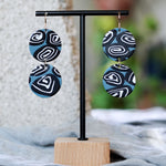 Periwinkle Blue Black White Circles Statement Earrings JAX Atelier Made in San Diego