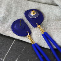 Artful Royal Blue Narrow Drop Loop Statement Earrings JAX Atelier Made in San Diego
