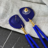 Artful Royal Blue Narrow Drop Loop Statement Earrings JAX Atelier Made in San Diego