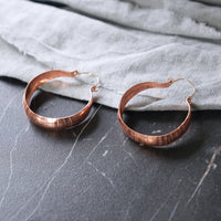 Creative Textured Shiny Copper Hoop Statement Earrings Jax Atelier San Diego Artisan